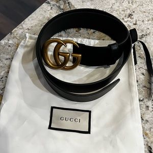 Womens Double G Black Gucci Belt - size 95